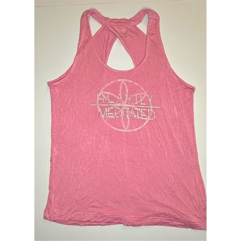 Gaiam Women's XL Pink "Heavily Meditated" Racerback Tank Top Casual